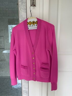 J.Crew 100% Merino Wool Bright Pink Cardigan Sweater